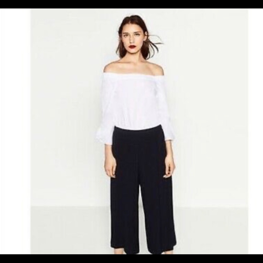NWT Zara Women Off the Should Wide sleeve Top Size XS